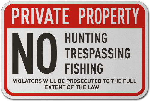 No Hunting Fishing Trespassing Sign
