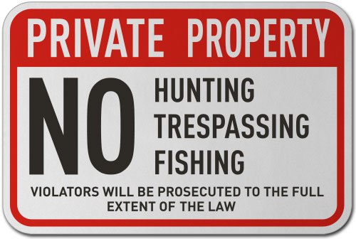 No Hunting Fishing Trespassing Sign