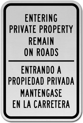 Bilingual Colorado Private Property Access Road Sign