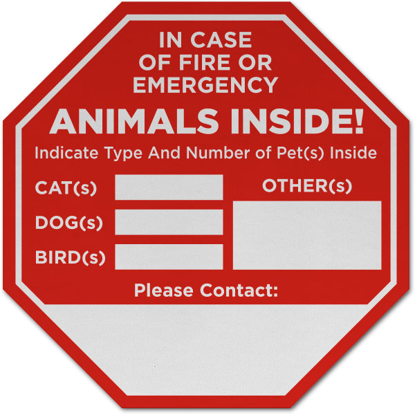 In Case of Fire Animals Inside Sticker