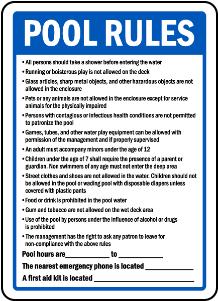 Arkansas Pool Rules Sign