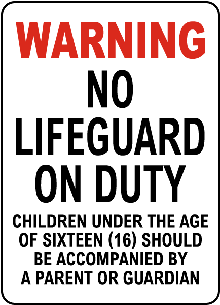 Delaware No Lifeguard Sign