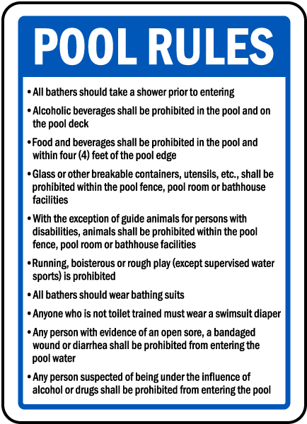 Delaware Pool Rules Sign