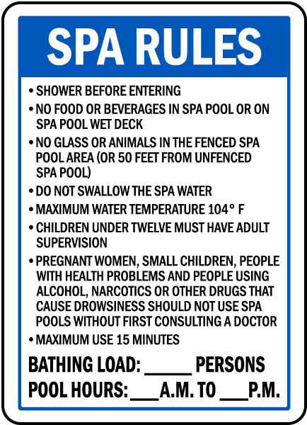 Florida Spa Rules Sign