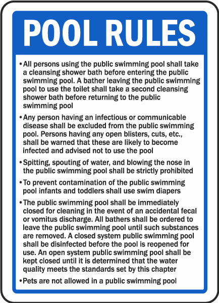 Hawaii Pool Rules Sign