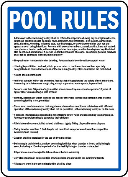 Illinois Pool Rules Sign