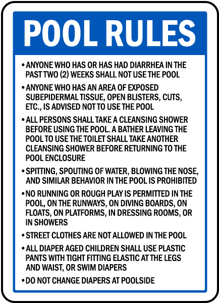 Indiana Pool Rules Sign