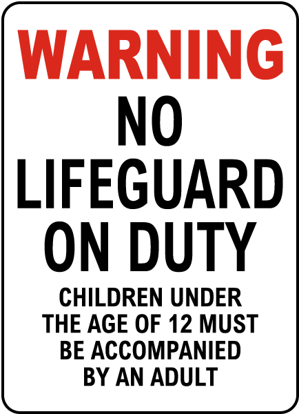 Iowa No Lifeguard on Duty Sign