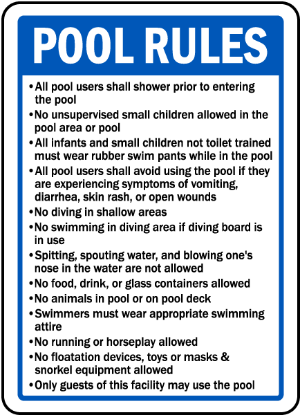 Maine Pool Rules Sign