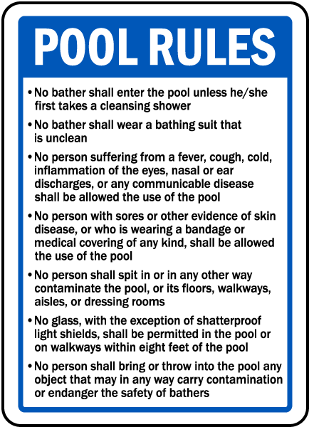Massachusetts Pool Rules Sign
