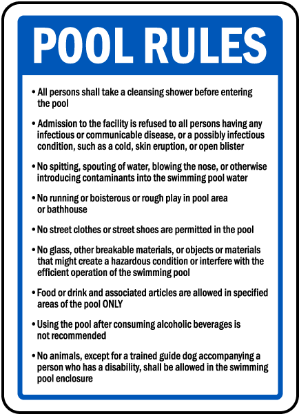 Michigan Pool Rules Sign