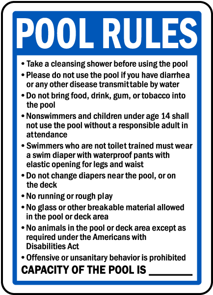 Montana Pool Rules Sign