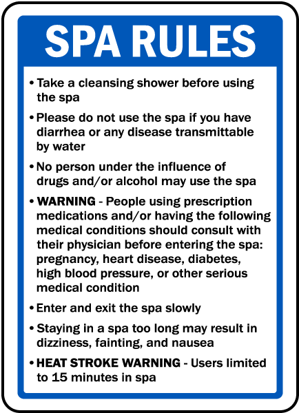 Montana Spa Rules Sign