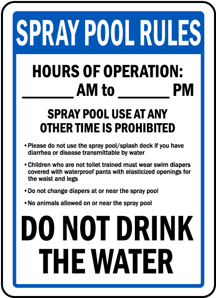 Montana Spray Pool Rules Sign
