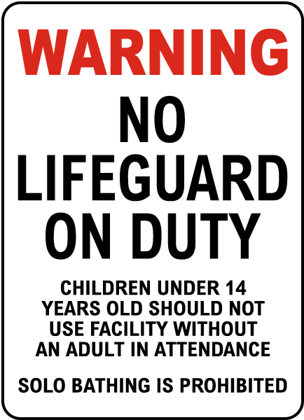 Nevada No Lifeguard on Duty Sign