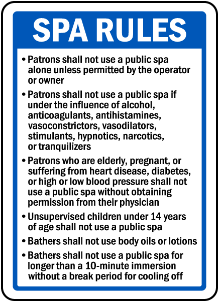 New Hampshire Spa Rules Sign