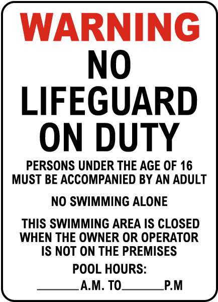 New Jersey No Lifeguard Hotel Sign