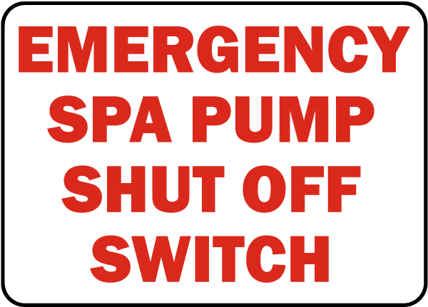 New Jersey Spa Pump Shut Off Sign