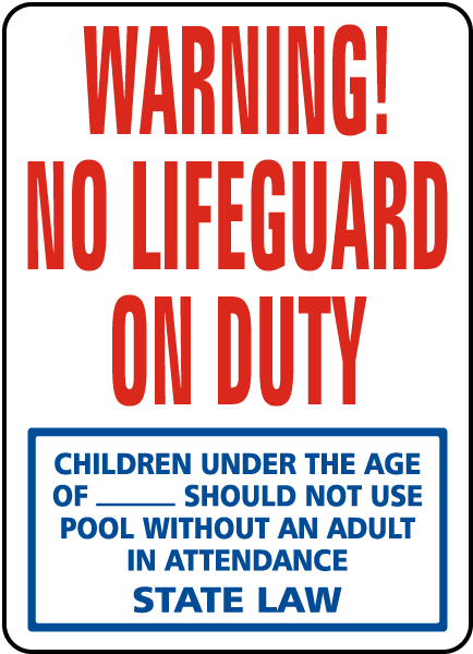 Warning No Lifeguard on Duty Sign