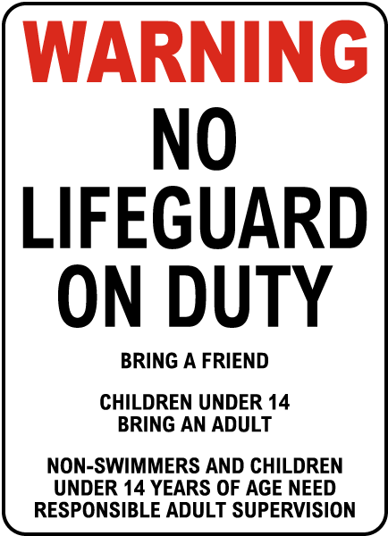 Oregon No Lifeguard Sign