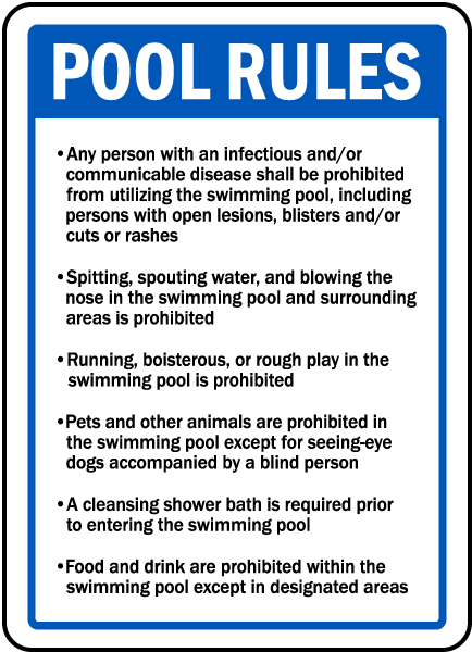 Rhode Island Pool Rules Sign