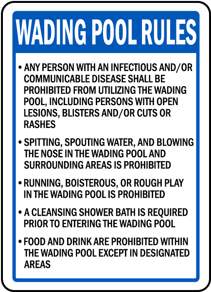 Rhode Island Wading Pool Rules Sign