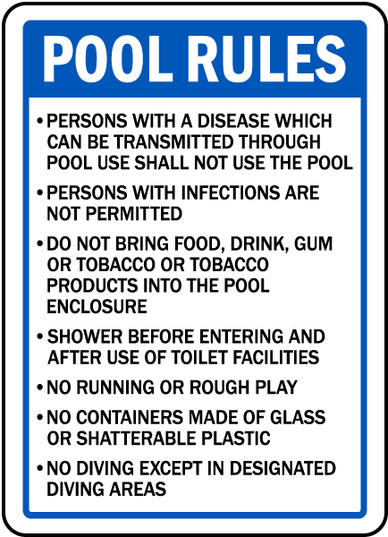 South Dakota Pool Rules Sign