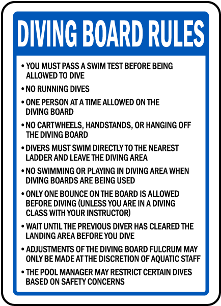 Washington Diving Board Rules Sign