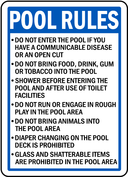 Wisconsin Pool Rules Sign