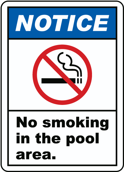 No Smoking In The Pool Area Sign