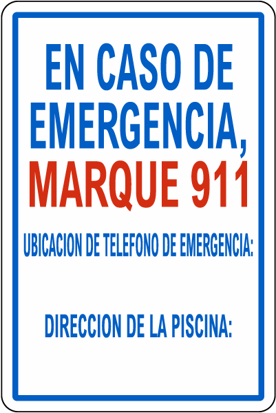 Texas Spanish In Case Of Emergency Pool Sign