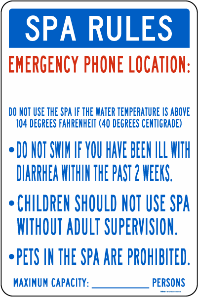 Texas Spa Rules Sign