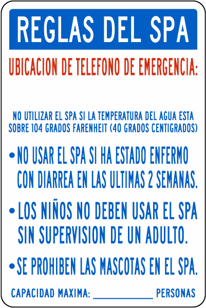 Texas Spanish Spa Rules Sign