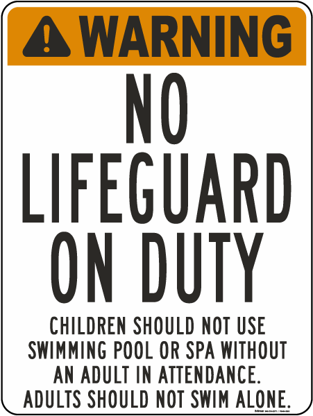 Michigan Warning No Lifeguard On Duty Sign