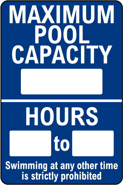 Maximum Pool Capacity Sign