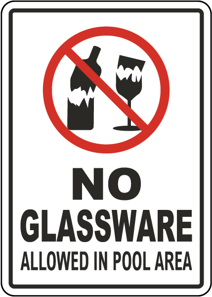 Pennsylvania No Glassware Allowed In Pool Area Sign