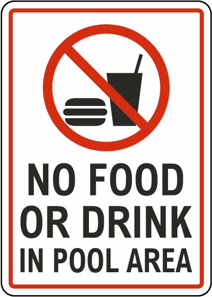 West Virginia No Food Or Drink In Pool Area Sign