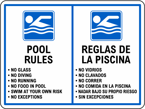 Bilingual Pool Rules Sign