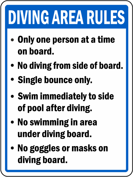 Diving Area Rules Sign