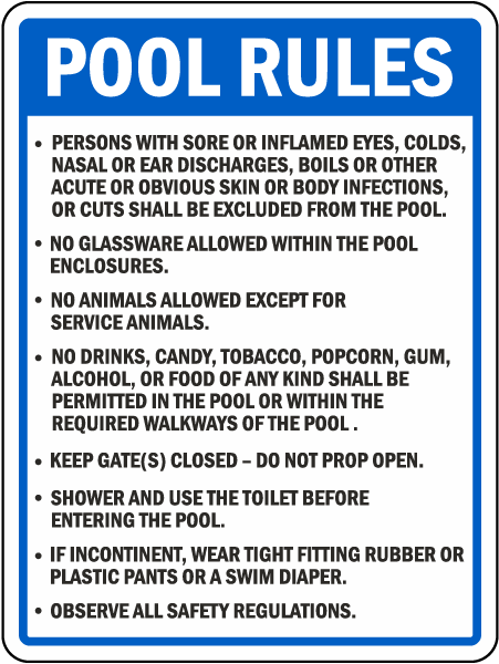 Arizona Pool Rules Sign