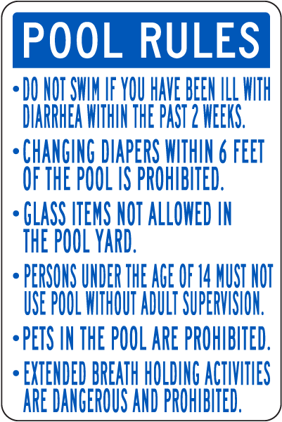 Texas Pool Rules Sign