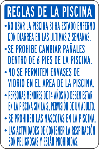 Spanish Texas Pool Rules Sign