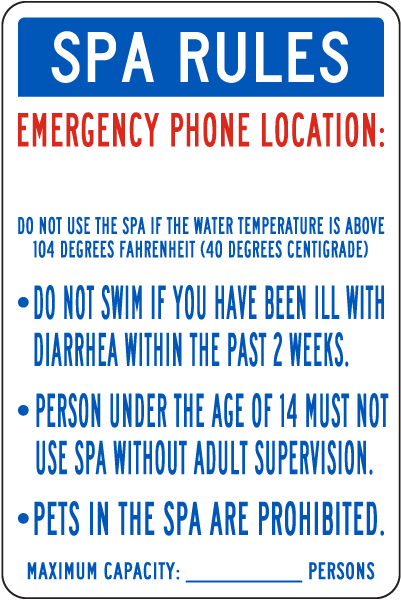 Texas Spa Rules Sign