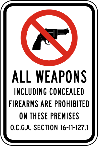 Georgia All Weapons Prohibited School Zone Sign