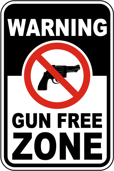 Warning Gun Free Zone Sign