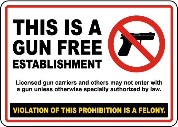 New York Gun Free Establishment Sign