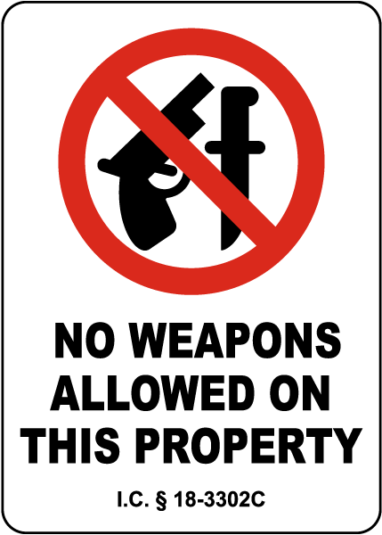 Idaho No Weapons Allowed On This Property Sign