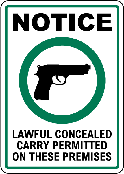 Wisconsin Lawful Concealed Carry Permitted On Premises Sign