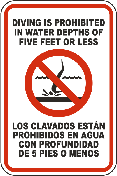 Bilingual Diving is Prohibited Sign