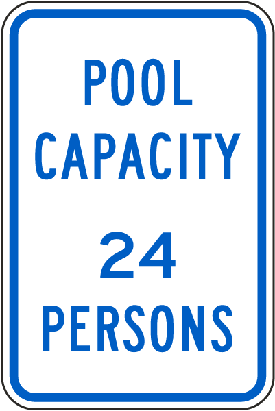 Pool Capacity 24 Persons Sign